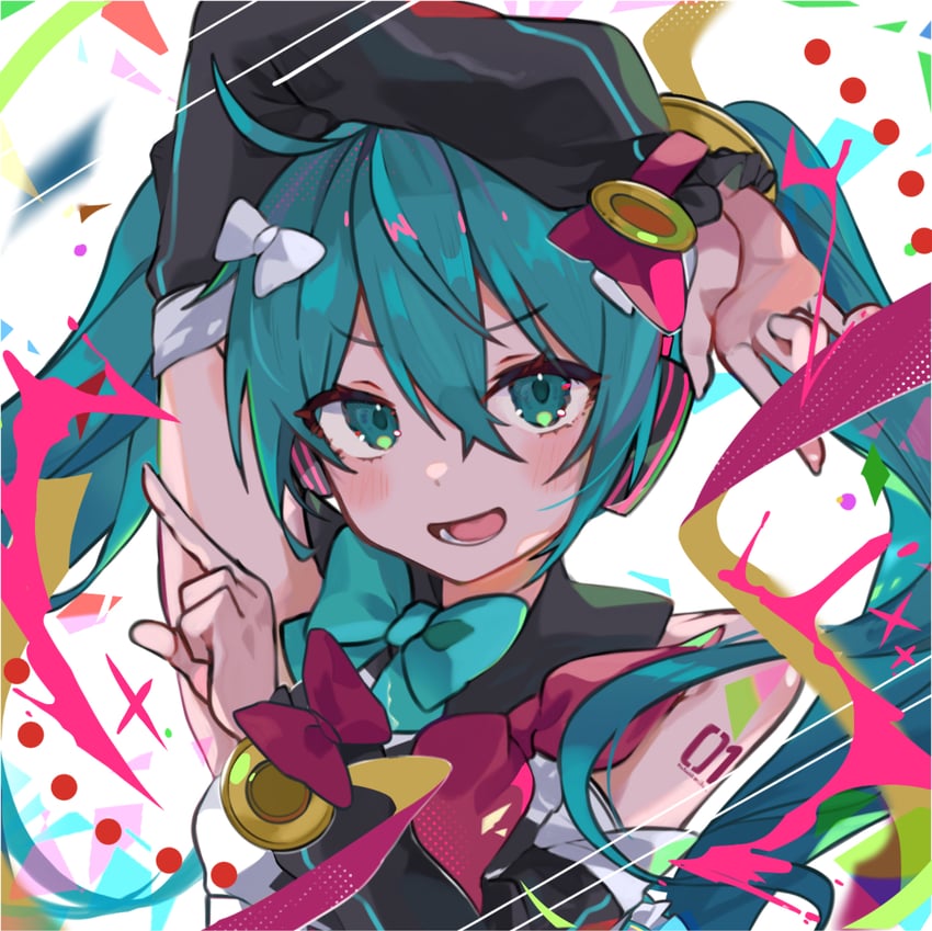 hatsune miku and magical mirai miku (vocaloid and 1 more) drawn by koutya_cat