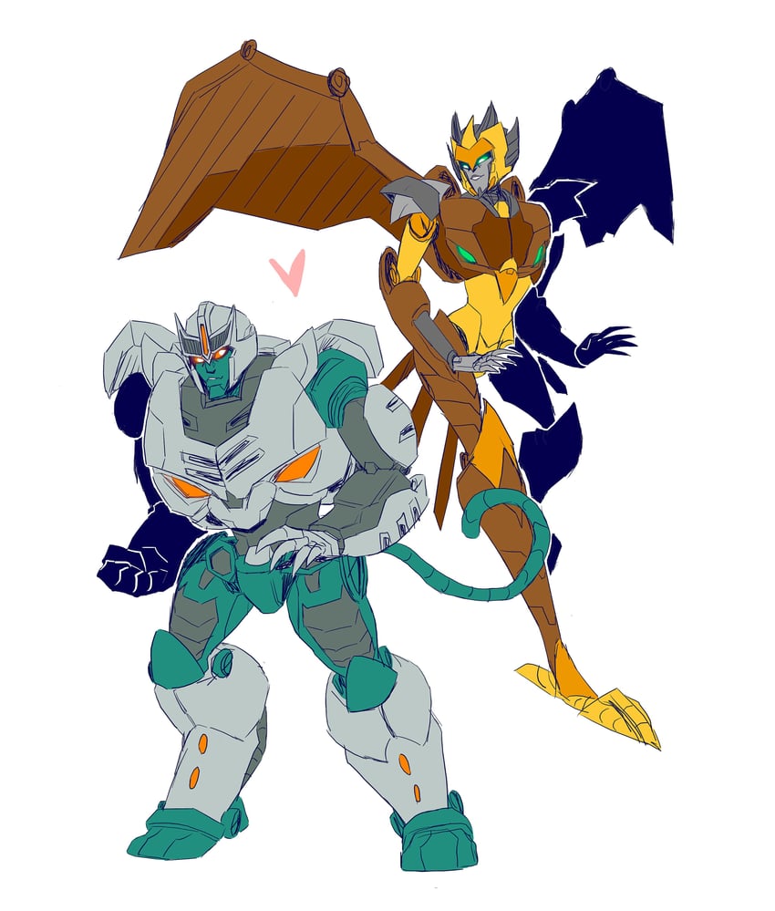 airazor and tigatron (transformers and 2 more) drawn by savvy_bot