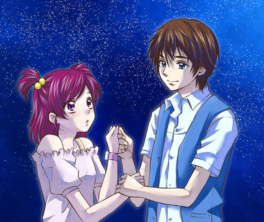 yumehara nozomi, coco, and kokoda kouji (precure and 1 more) drawn by sarukimo