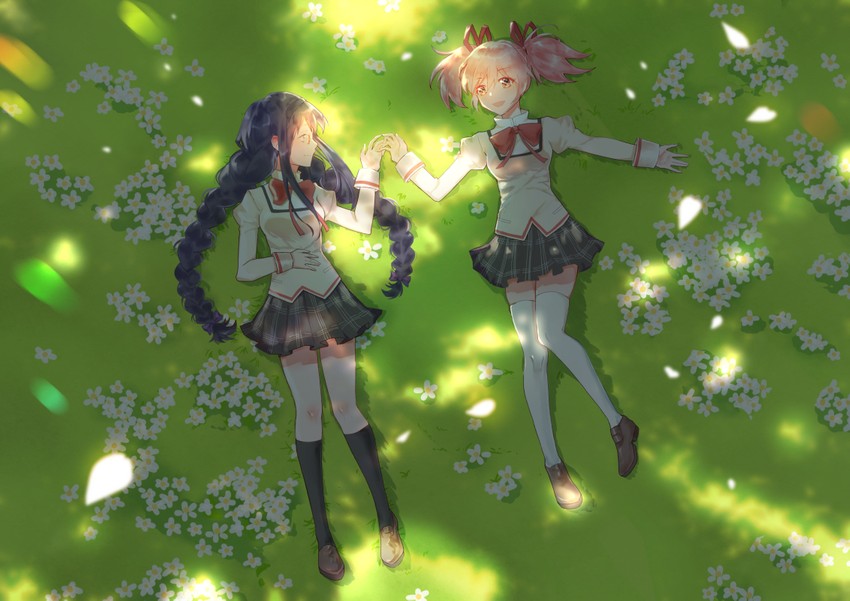 akemi homura and kaname madoka (mahou shoujo madoka magica) drawn by yaner_10