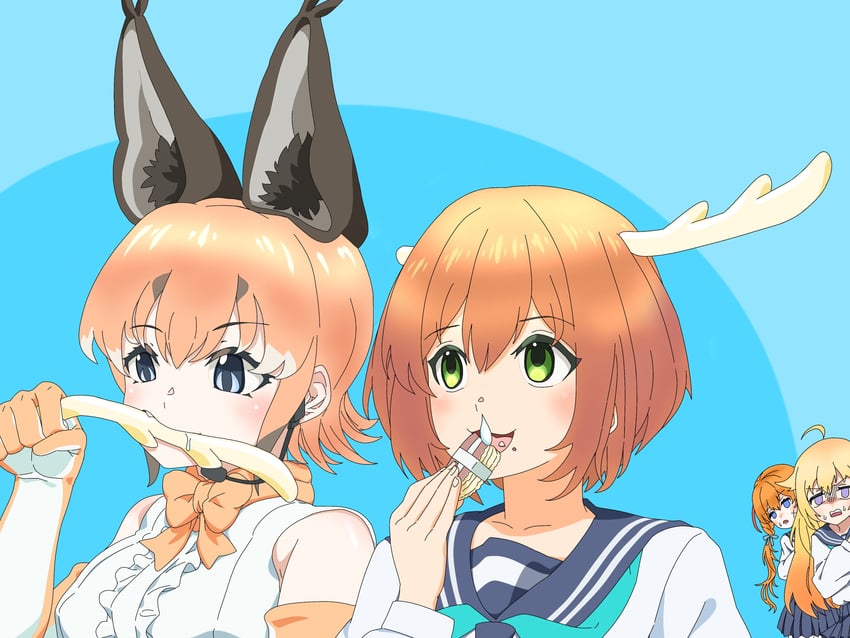 caracal, shikanoko noko, koshi torako, and irodori mayoi (kemono friends and 3 more) drawn by santaluciairust