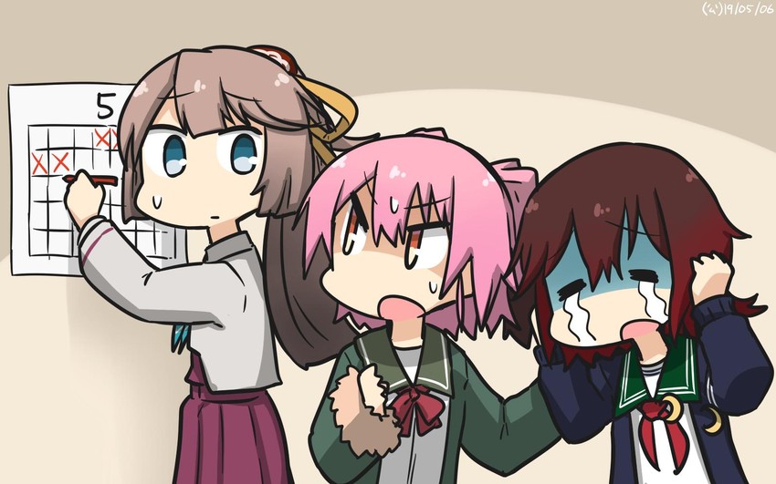 mutsuki, kazagumo, mutsuki kai ni, kunashiri, and kazagumo kai ni (kantai collection) drawn by hamu_koutarou