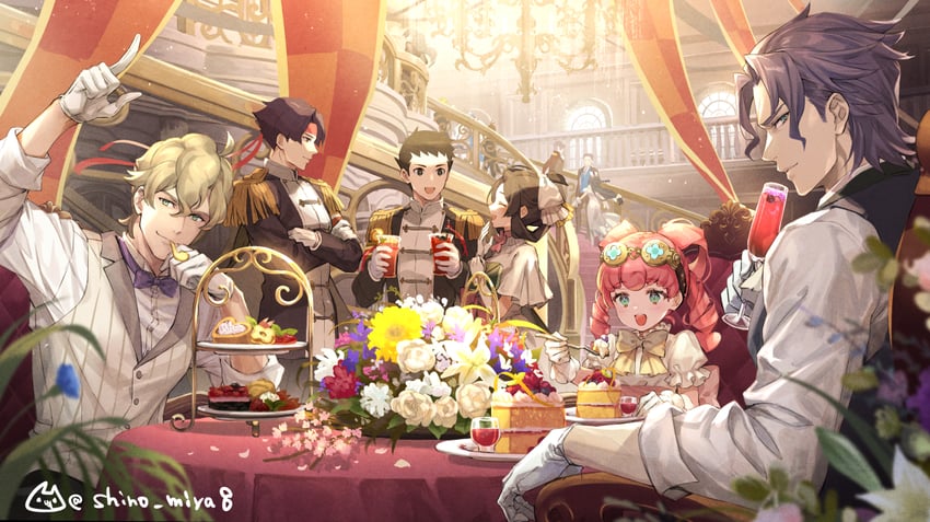 ryunosuke naruhodo, kazuma asogi, barok van zieks, herlock sholmes, susato mikotoba, and 1 more (ace attorney and 1 more) drawn by shinobiya_fsaka