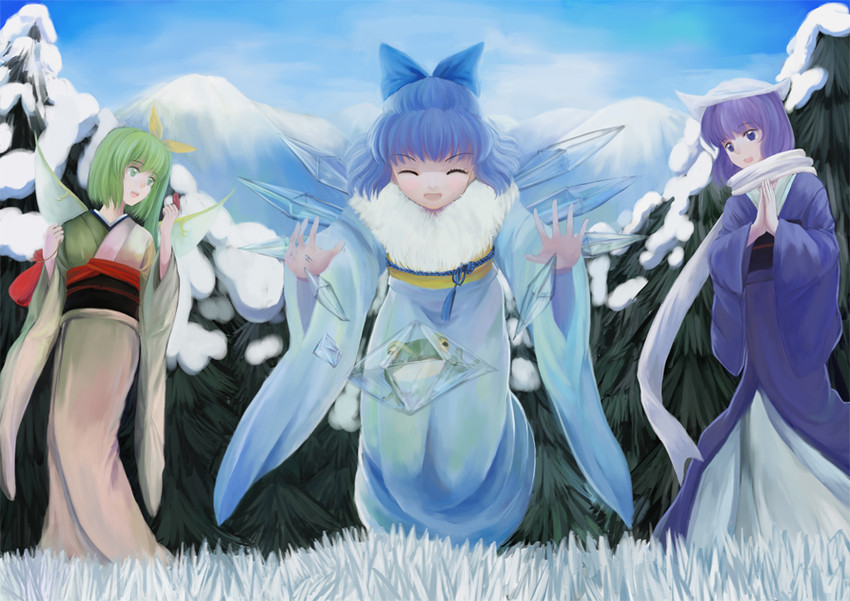 cirno, daiyousei, and letty whiterock (touhou) drawn by mi_ye_xi