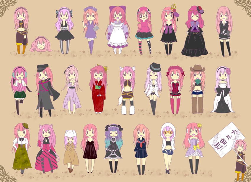 megurine luka and meiko (vocaloid and 3 more) drawn by mikipa