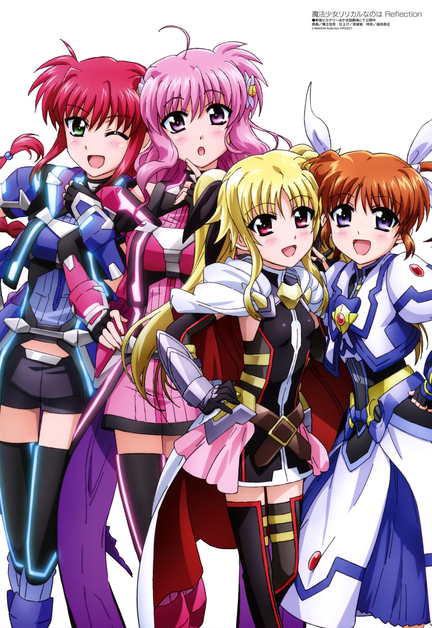 fate testarossa, takamachi nanoha, amitie florian, and kyrie florian (lyrical nanoha and 3 more) drawn by hashidate_kana