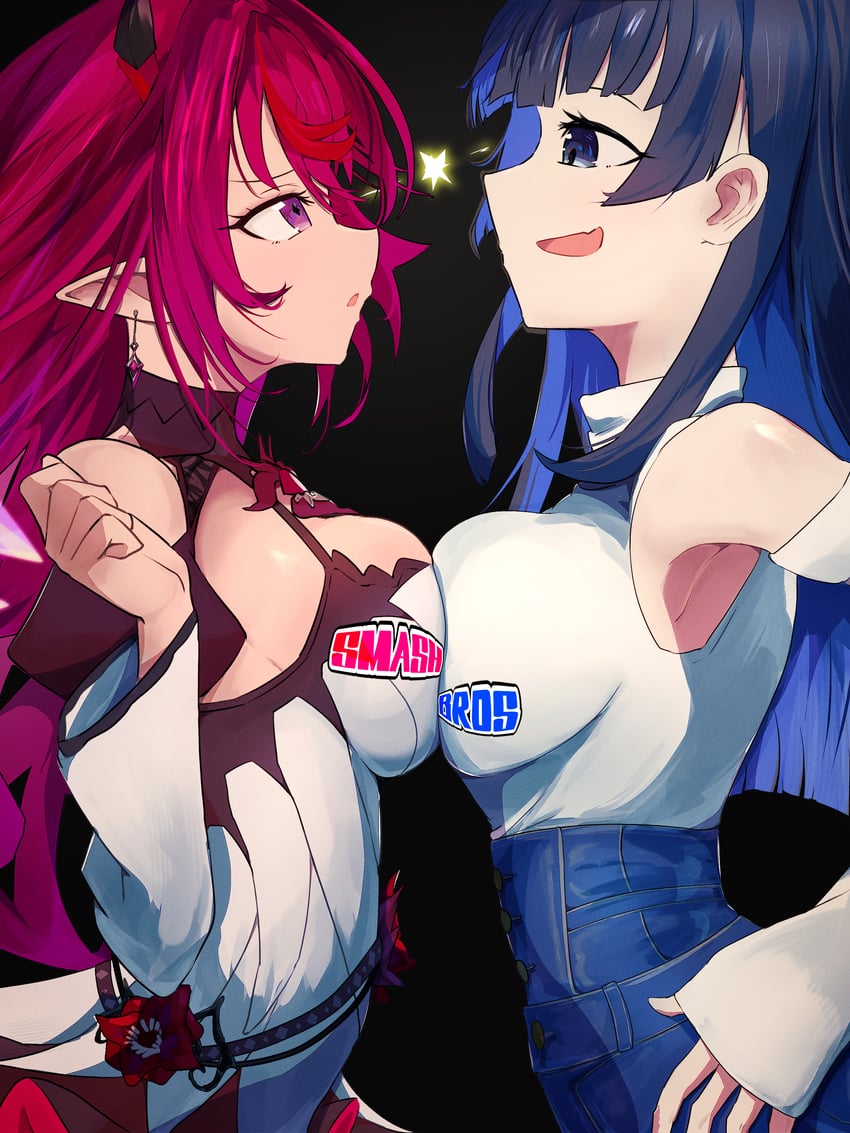 ouro kronii and irys (hololive and 1 more) drawn by getto