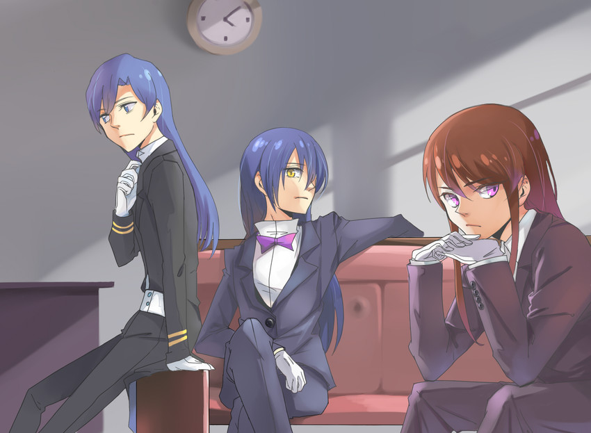 sonoda umi, kisaragi chihaya, and shibuki ran (idolmaster and 3 more) drawn by knightym22