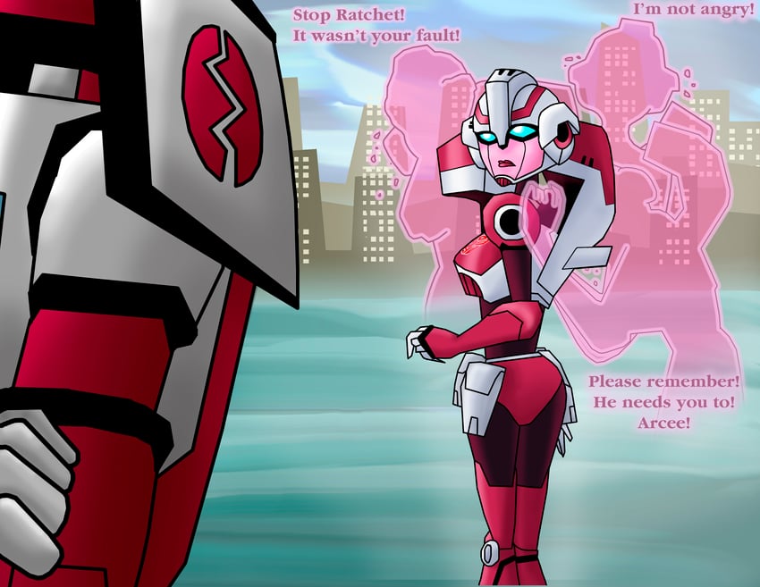 arcee and ratchet (transformers and 1 more) drawn by chibininja1917