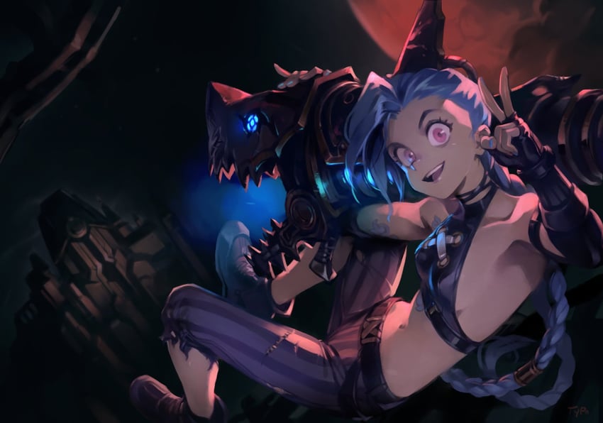 jinx and arcane jinx (league of legends and 1 more) drawn by optionaltypo