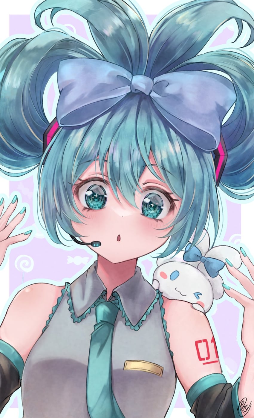hatsune miku, cinnamoroll, and cinnamiku (vocaloid and 2 more) drawn by pecco_(pecchn478)