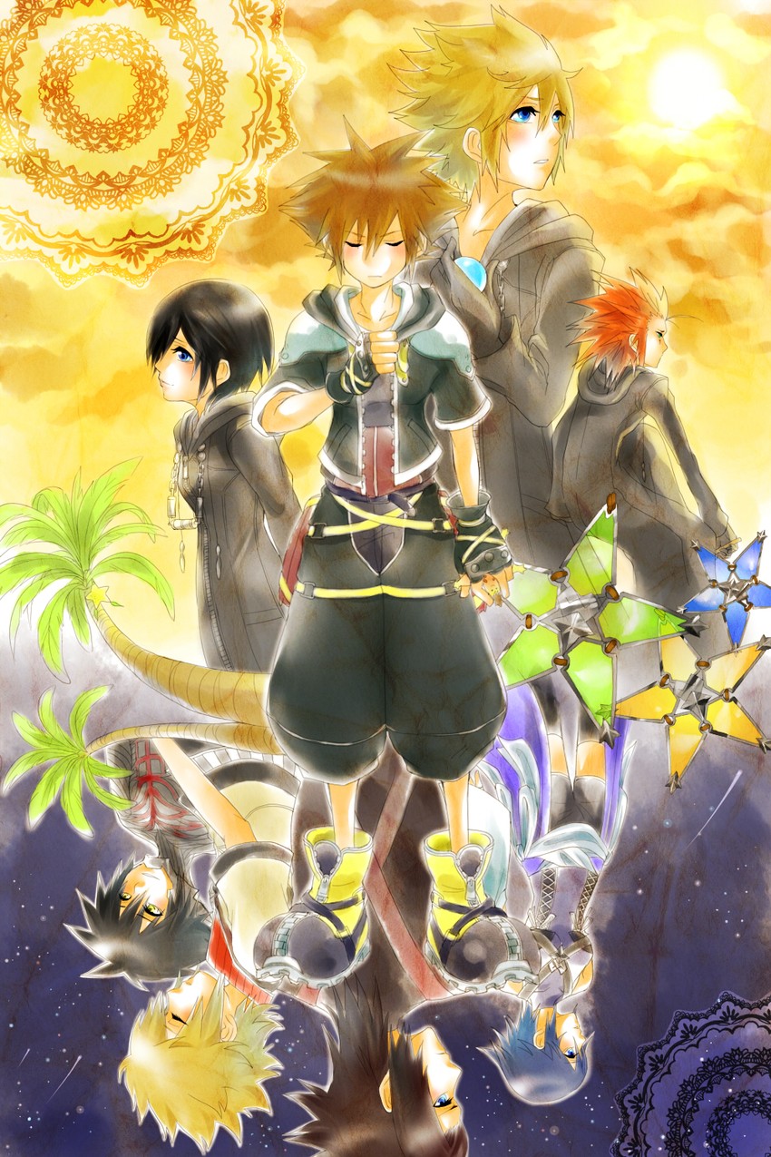 sora, roxas, aqua, xion, axel, and 3 more (kingdom hearts and 2 more) drawn by rxoixoans