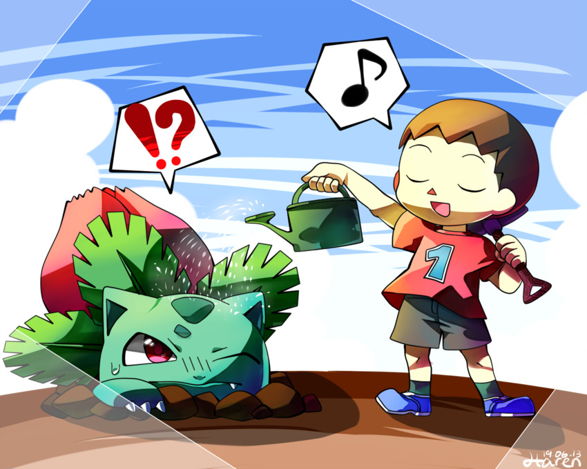 ivysaur and villager (pokemon and 2 more) drawn by sanaknim