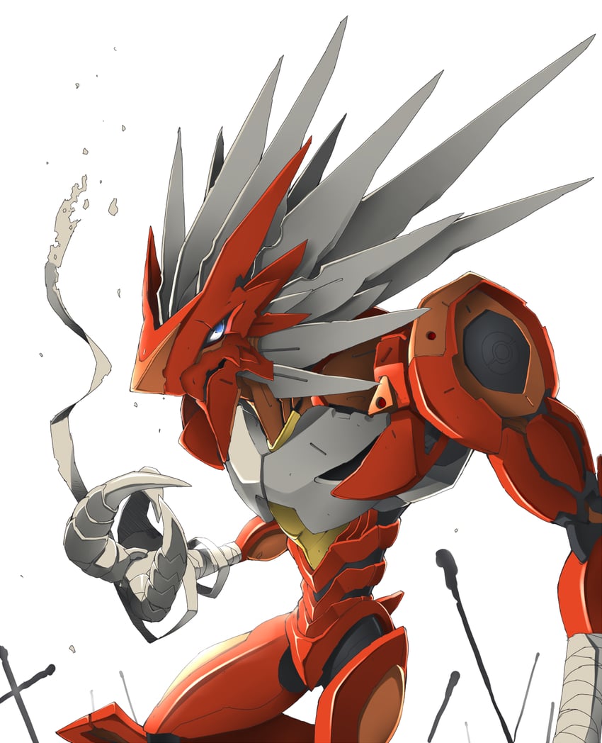 blaziken and shoutmon (pokemon and 2 more) drawn by metaphor_(artist)