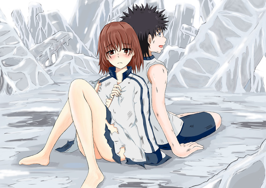 misaka mikoto and kamijou touma (toaru majutsu no index and 2 more) drawn by 3535mb
