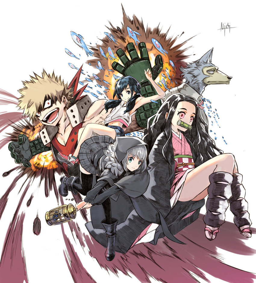 bakugou katsuki, kamado nezuko, gray, amano hina, add, and 1 more (fate and 5 more) drawn by 2c