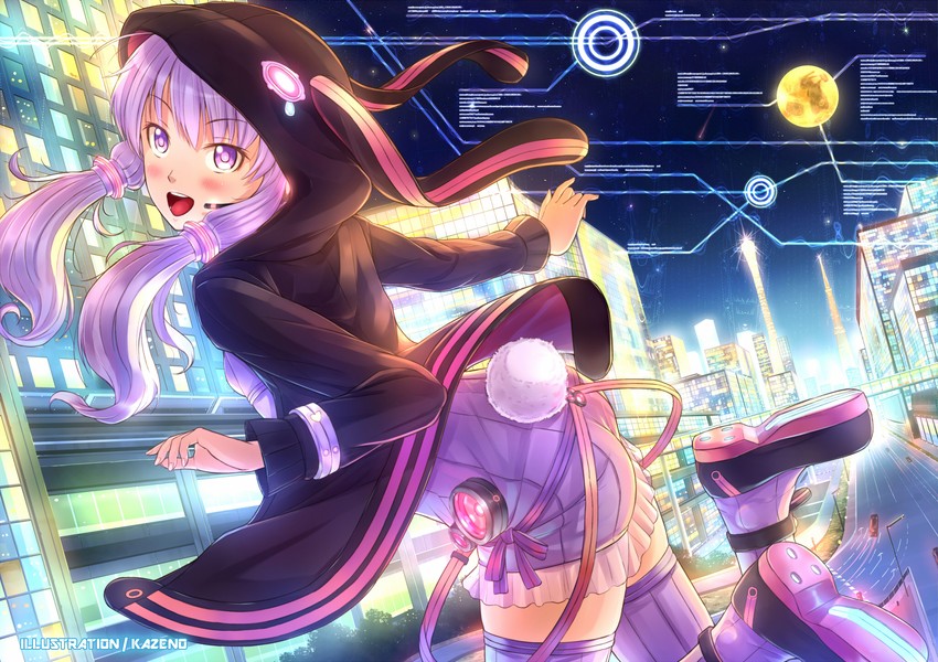 yuzuki yukari (vocaloid and 1 more) drawn by kazeno
