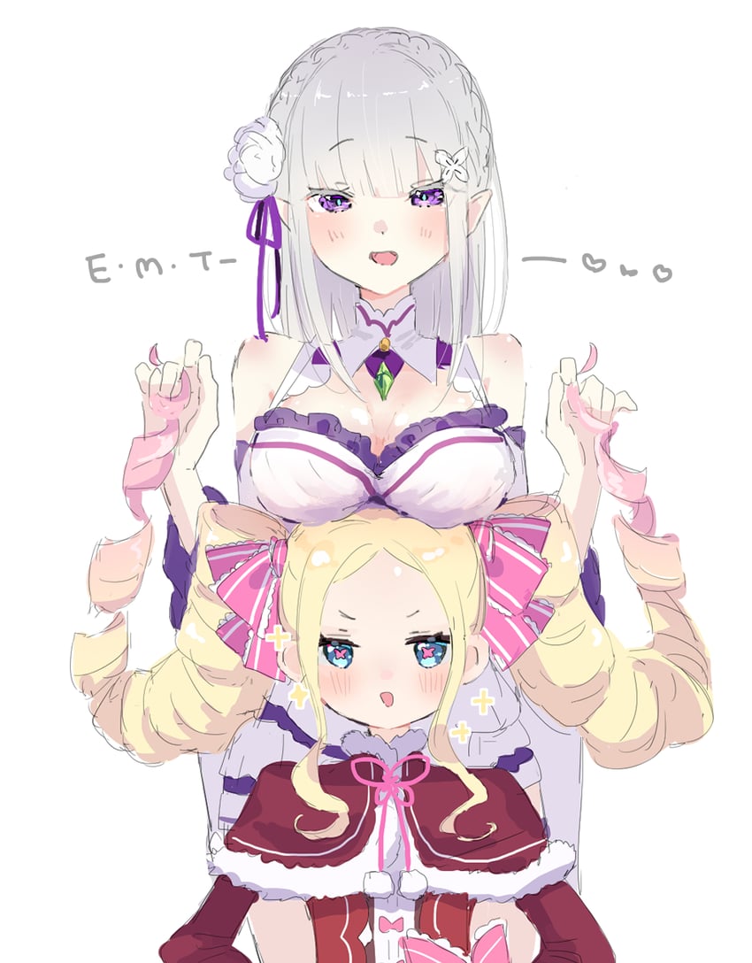 emilia and beatrice (re:zero kara hajimeru isekai seikatsu) drawn by emi537469
