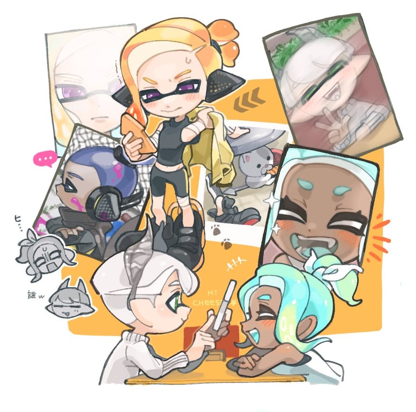 inkling player character, octoling player character, octoling girl, inkling boy, and li'l judd (splatoon) drawn by spl8ya
