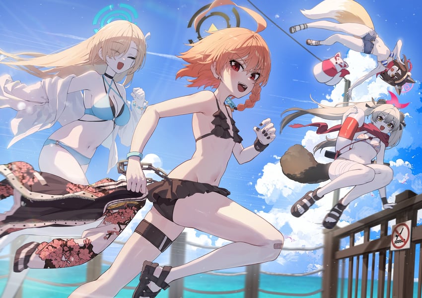 asuna, neru, izuna, and michiru (blue archive) drawn by kokukyukeo