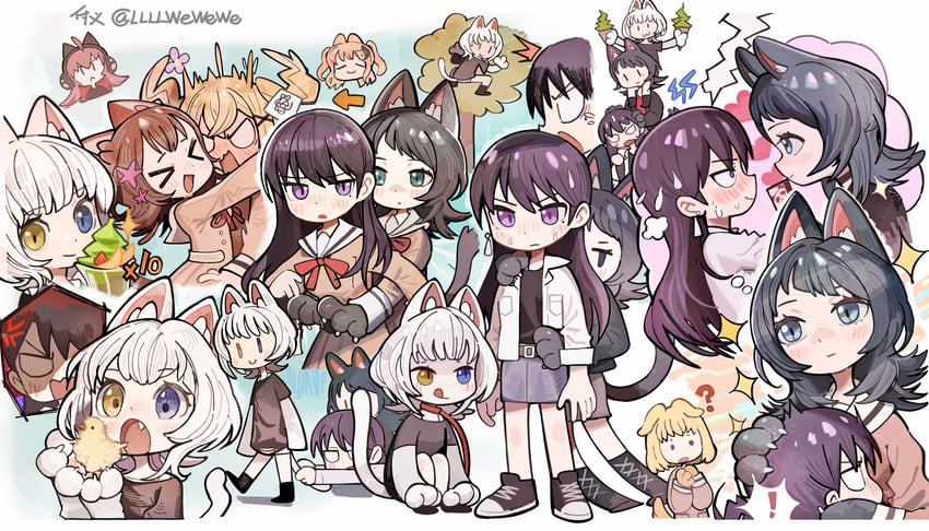 shiina taki, yahata umiri, misumi uika, kaname raana, ichigaya arisa, and 3 more (bang dream! and 1 more) drawn by llllwewewe