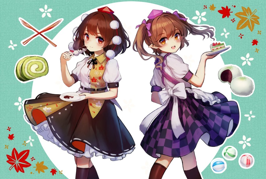 shameimaru aya and himekaidou hatate (touhou) drawn by pyonsuke_(pyon2_mfg)