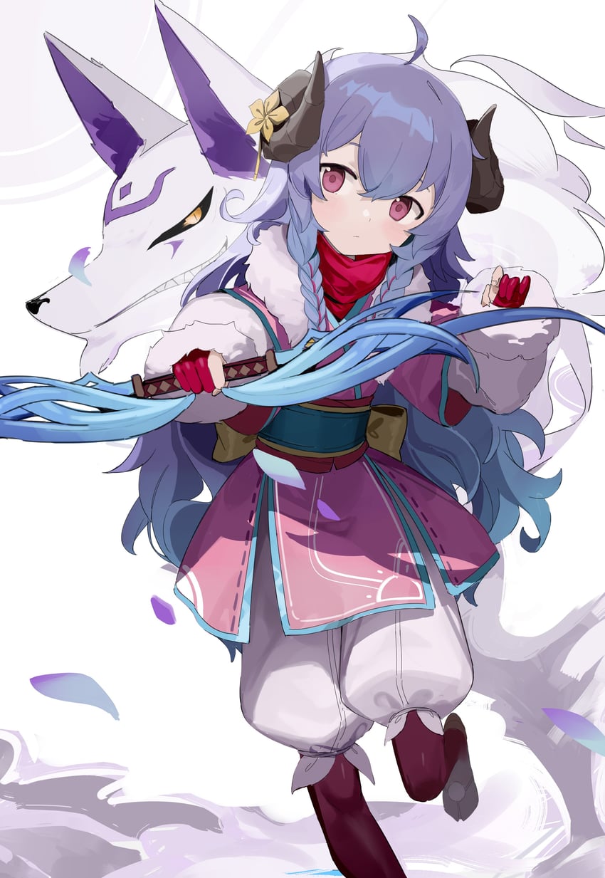 kindred, lamb, wolf, and spirit blossom kindred (league of legends) drawn by haruteru