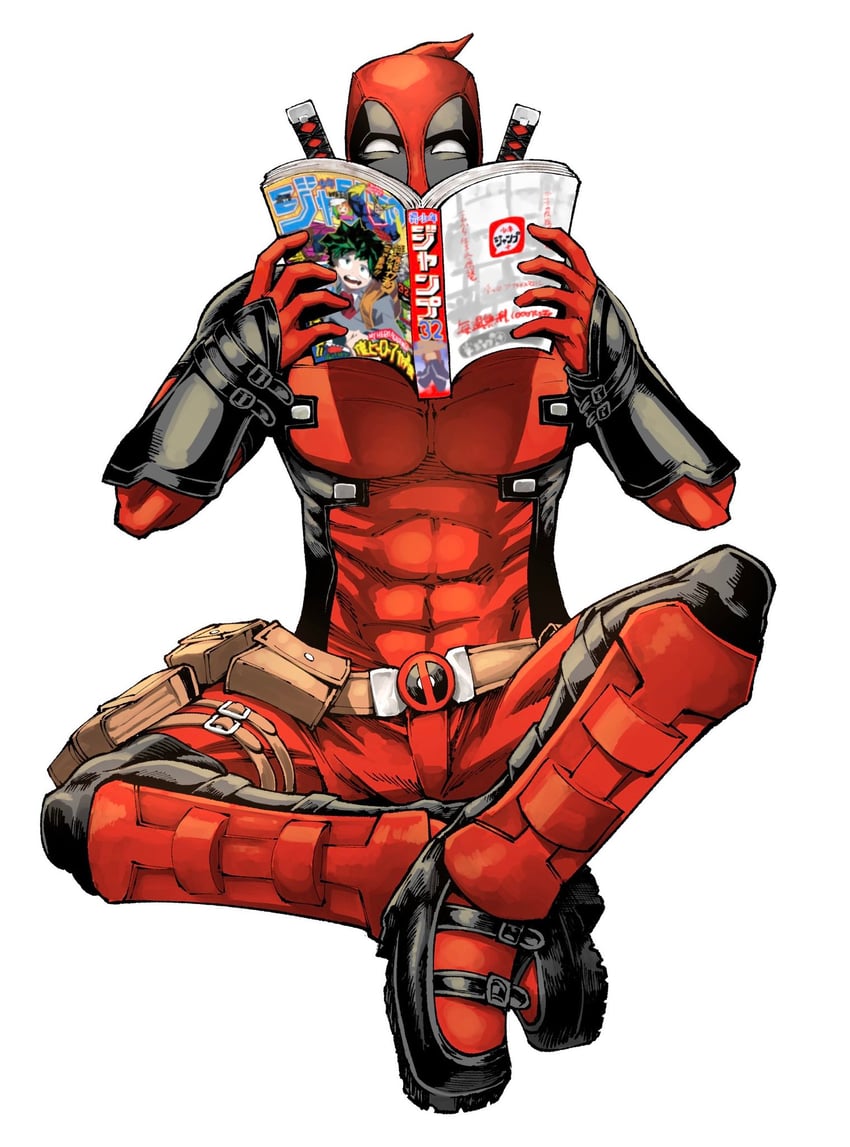 midoriya izuku, deadpool, and all might (boku no hero academia and 4 more) drawn by uesugi_hikaru