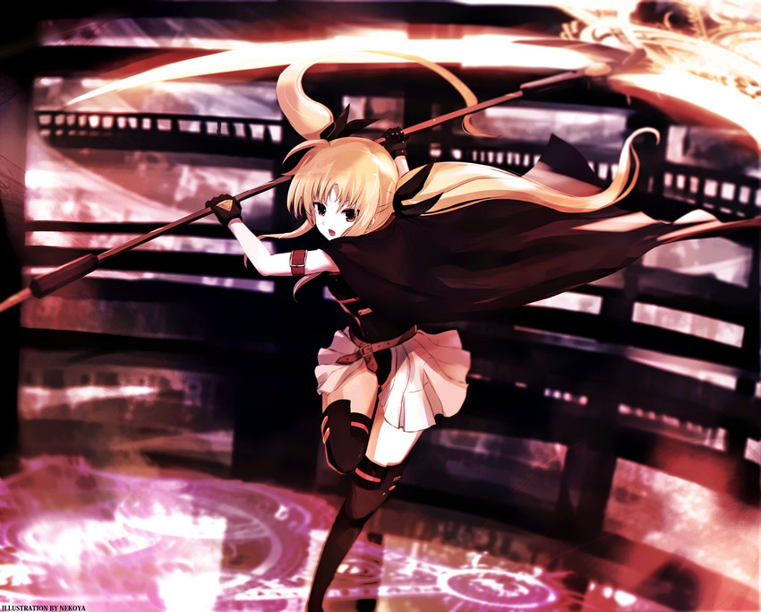 fate testarossa and bardiche (lyrical nanoha and 2 more) drawn by nekoya_(liu)