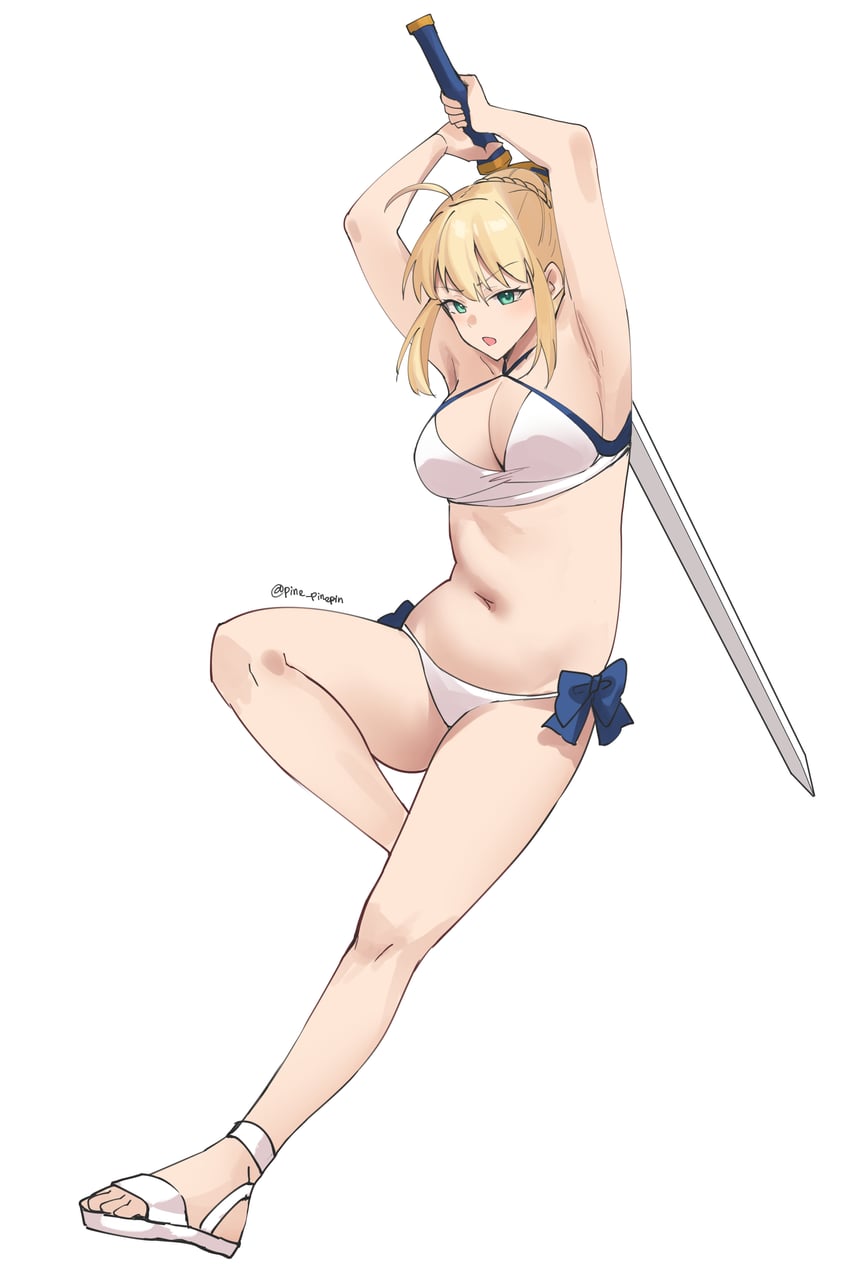 artoria pendragon and saber (fate and 1 more) drawn by pinepin