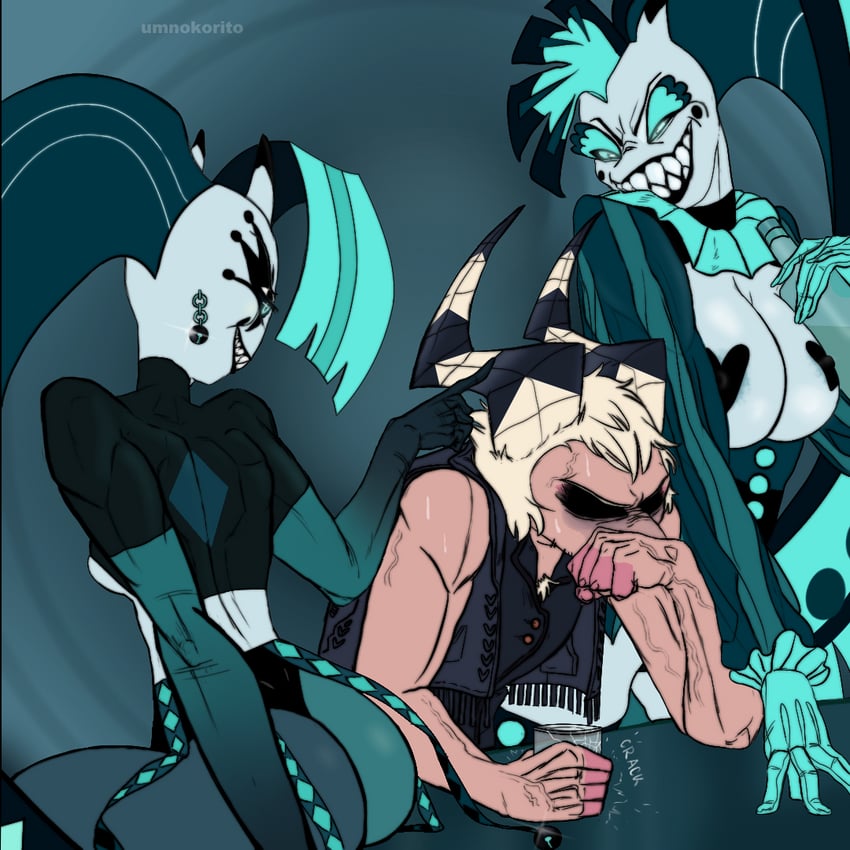 glitz, glam, and striker (helluva boss) drawn by umnokorito
