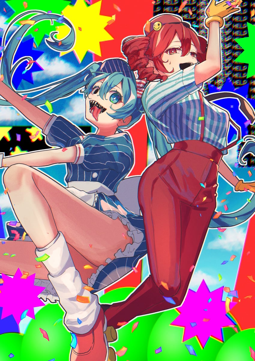 hatsune miku and kasane teto (vocaloid and 2 more) drawn by 114_usamaro