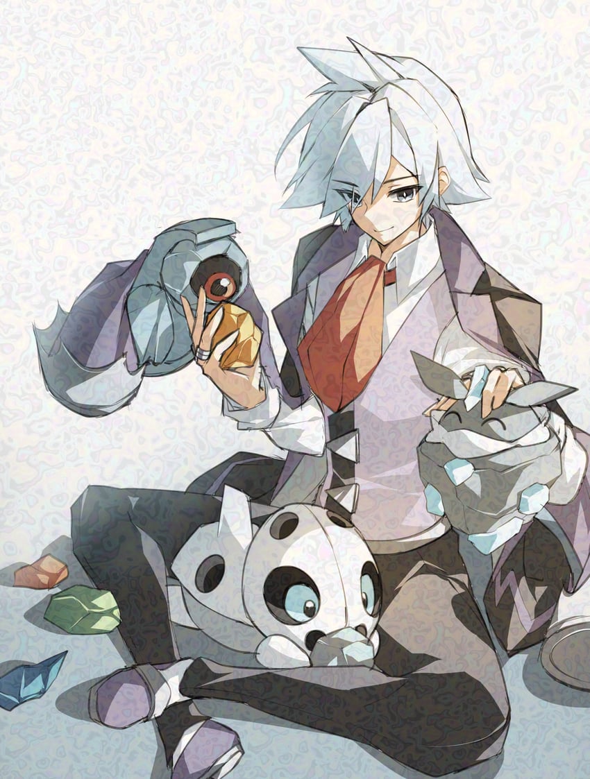 steven stone, beldum, aron, and carbink (pokemon and 1 more) drawn by cloudsmoothie