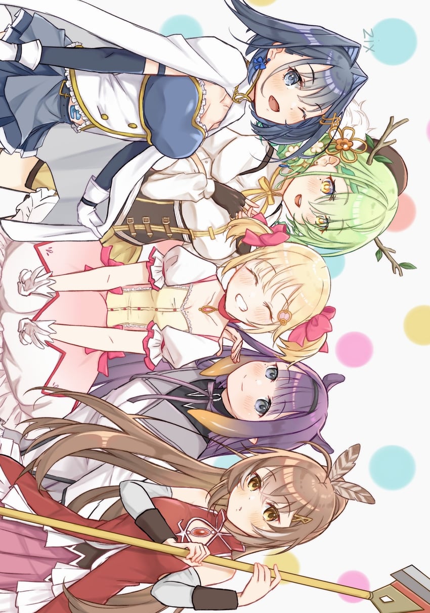 akemi homura, kaname madoka, miki sayaka, sakura kyoko, tomoe mami, and 5 more (hololive and 2 more) drawn by zixsiga