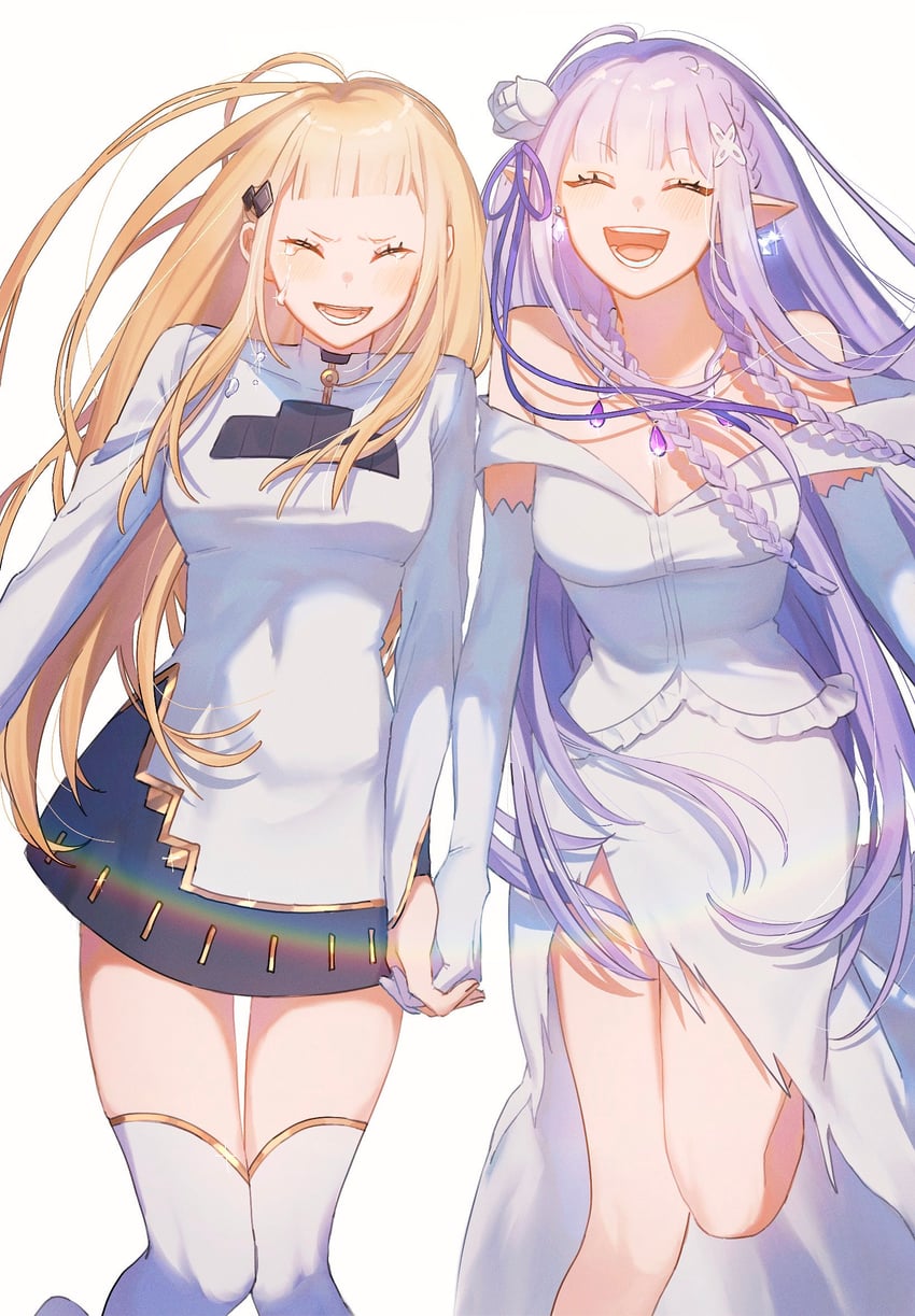 emilia and sylphy (re:zero kara hajimeru isekai seikatsu) drawn by jouge2983