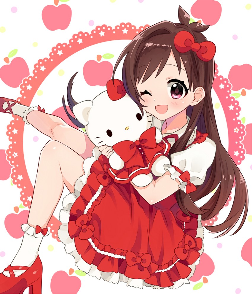 hello kitty and tsujino akari (idolmaster and 3 more) drawn by sukoyaka_(100hituzi)