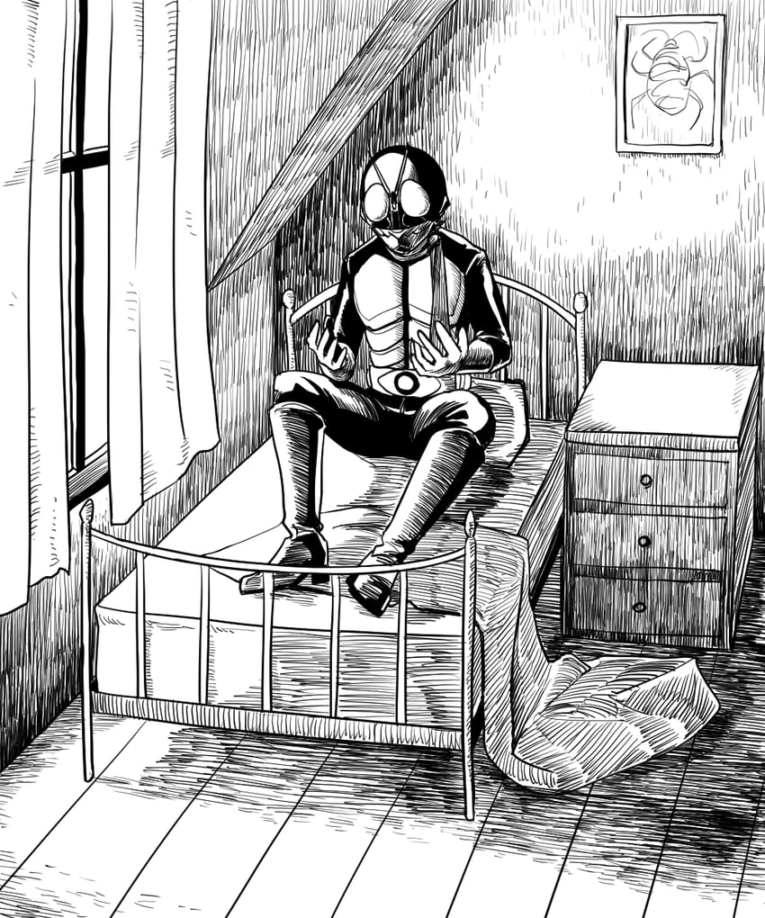 kamen rider 1 and gregor samsa (kamen rider and 1 more) drawn by kimleon