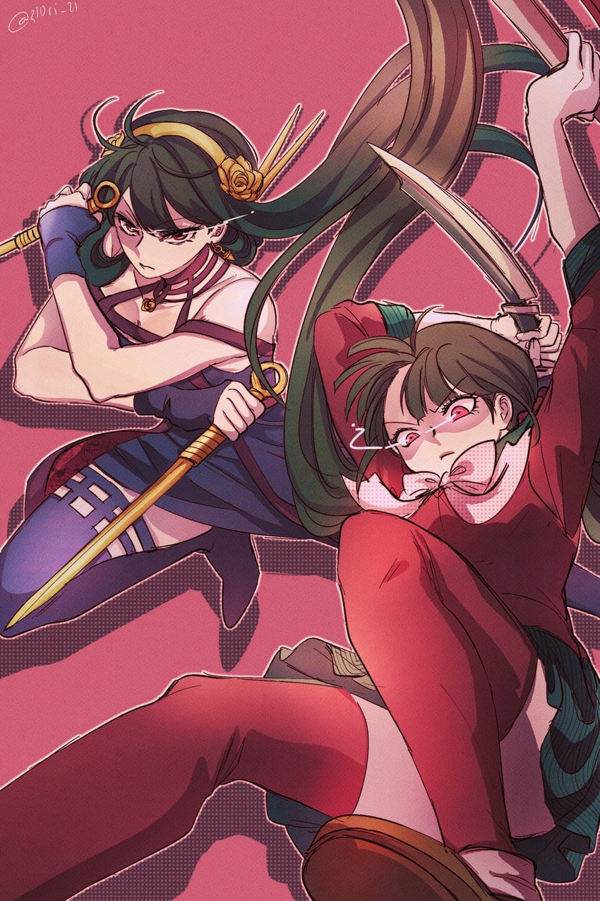yor briar, harukawa maki, and chabashira tenko (danganronpa and 2 more) drawn by midori_(310ri_21)