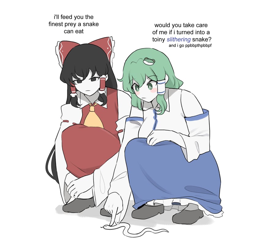 hakurei reimu and kochiya sanae (touhou) drawn by mata_(matasoup)
