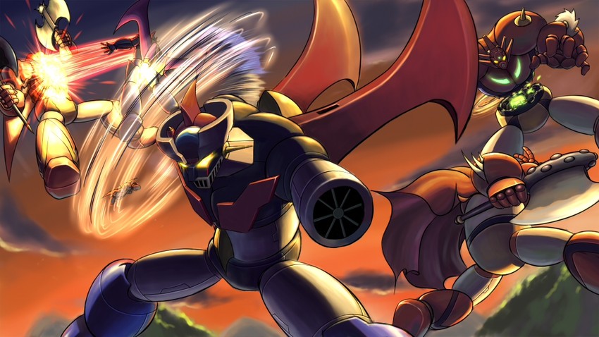 mazinger z, getter-1, getter dragon, and great mazinger (super robot wars and 4 more) drawn by wudisuishen