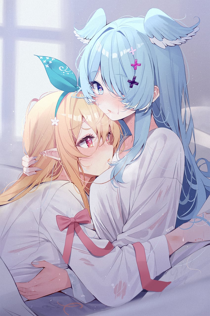 elira pendora and pomu rainpuff (nijisanji and 1 more) drawn by deyui