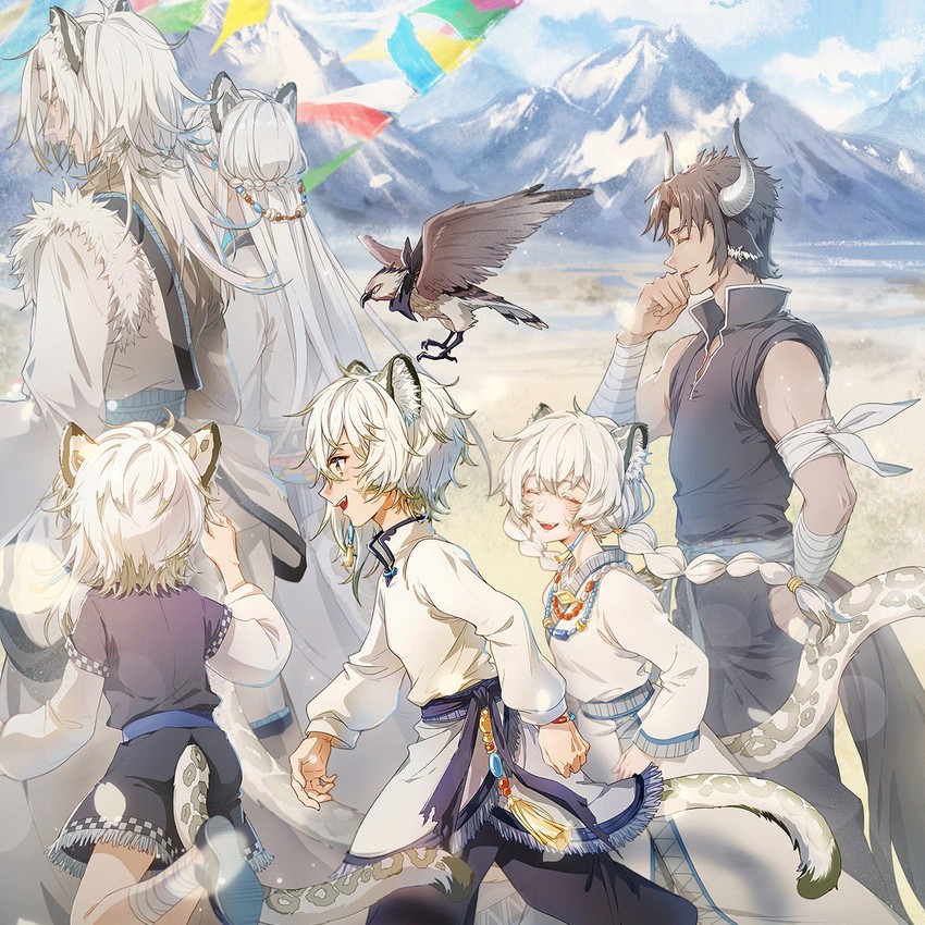 pramanix, silverash, cliffheart, matterhorn, and tenzin (arknights) drawn by shantianajiang
