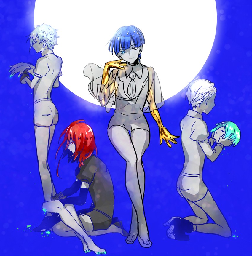 phosphophyllite, cinnabar, antarcticite, and cairngorm (houseki no kuni) drawn by miyuzu
