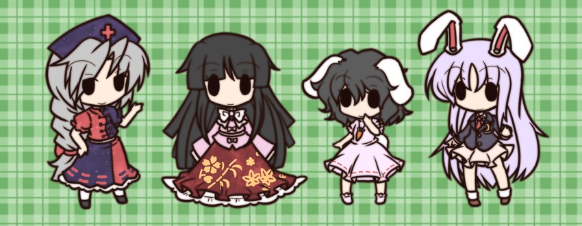reisen udongein inaba, houraisan kaguya, inaba tewi, and yagokoro eirin (touhou) drawn by fushigi_ebi