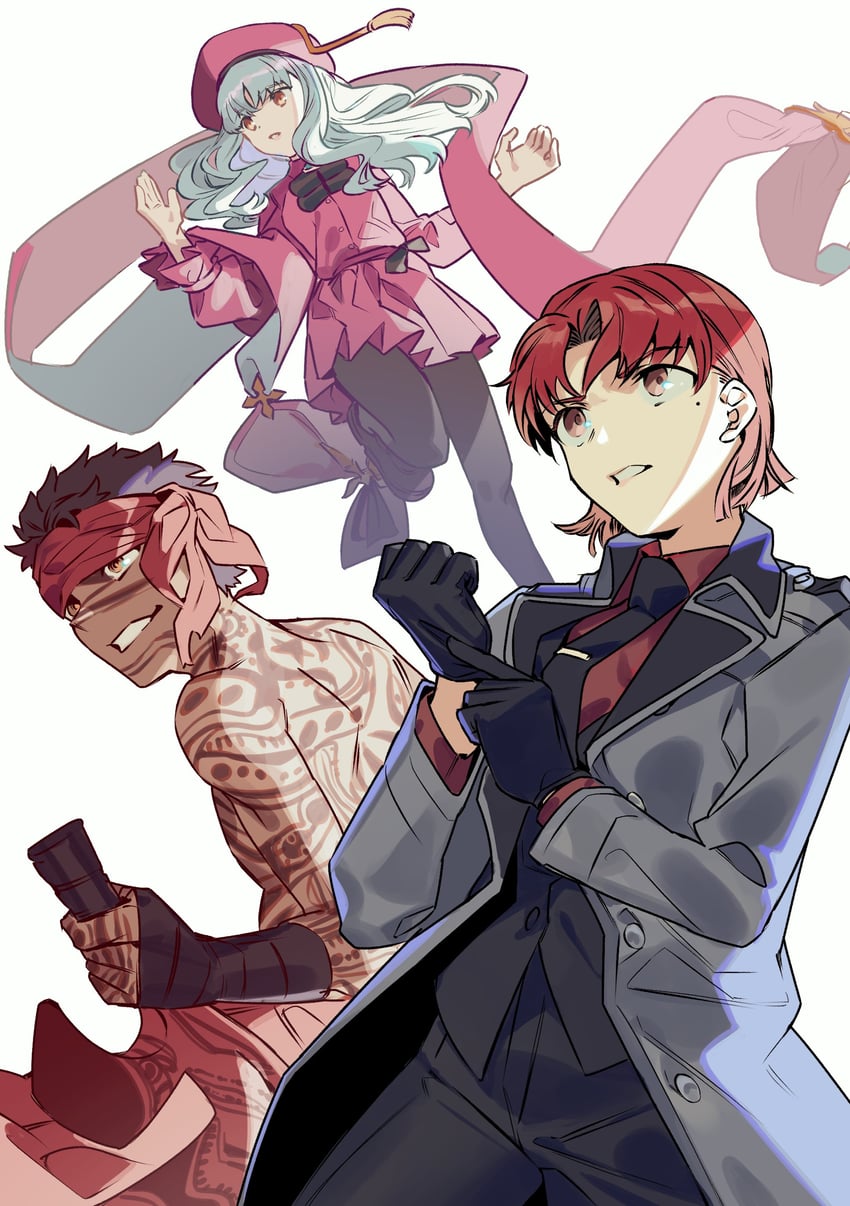 caren hortensia, bazett fraga mcremitz, angra mainyu, and manannan mac lir (fate and 2 more) drawn by noko_morokoshi