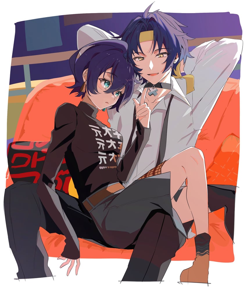belle and asaba harumasa (zenless zone zero) drawn by yuchizero