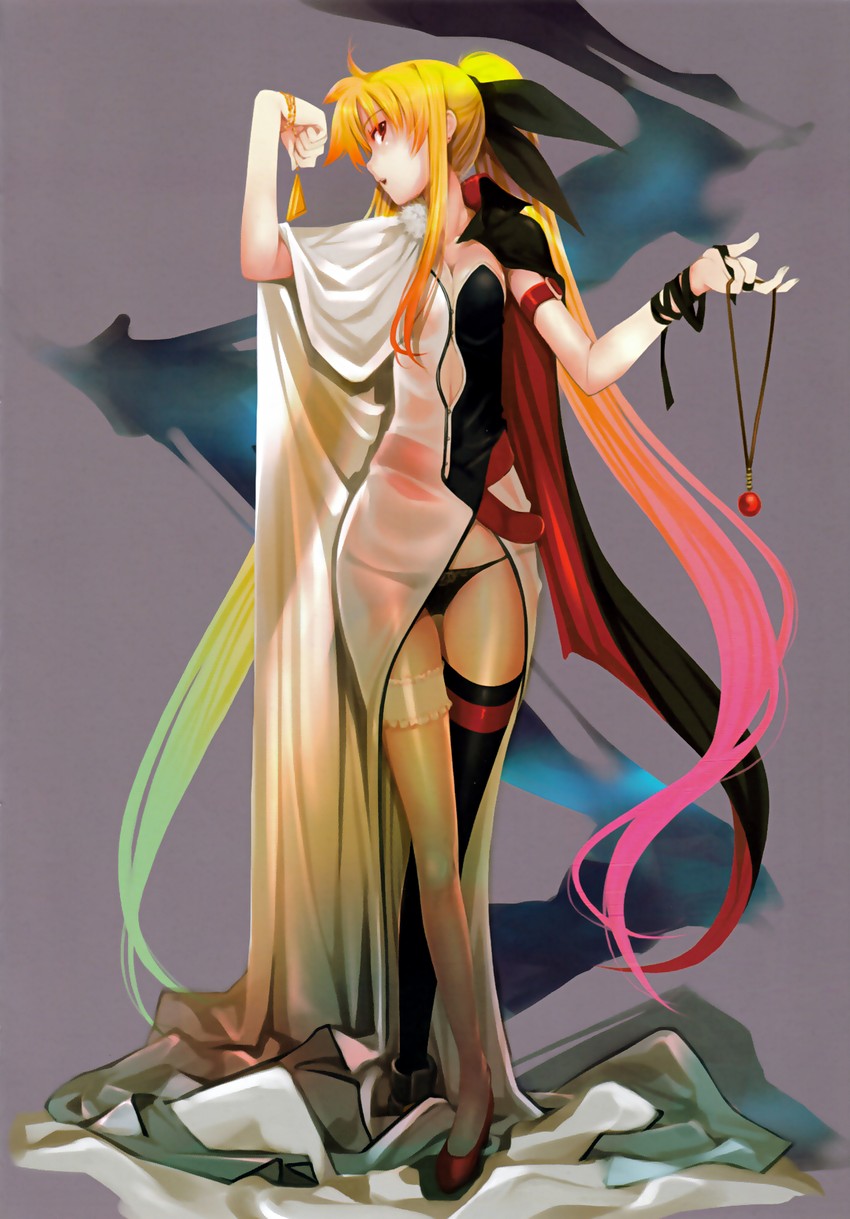 fate testarossa, raising heart, and bardiche (lyrical nanoha and 2 more) drawn by mikazuki_akira!