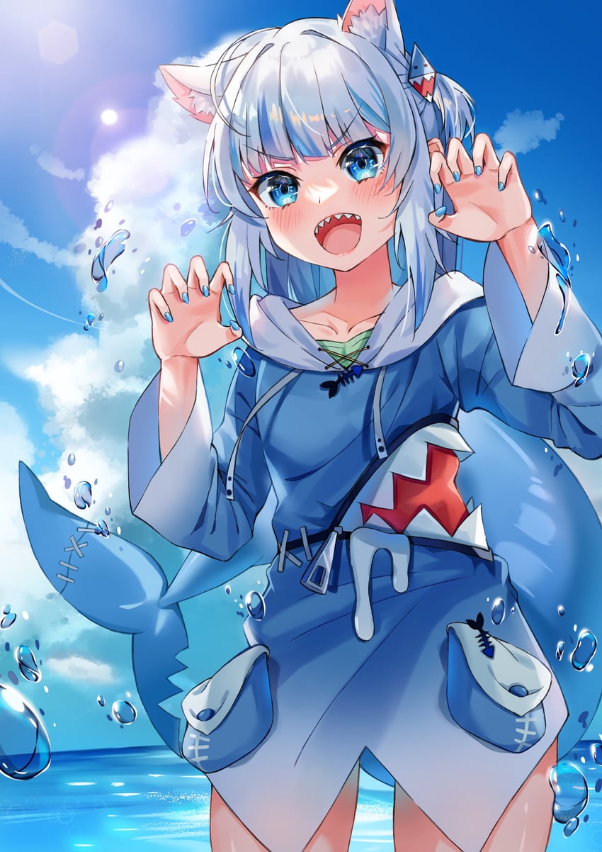 gawr gura (hololive and 1 more) drawn by green_tea_(matchaistasty)