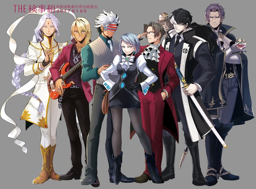 miles edgeworth, franziska von karma, klavier gavin, barok van zieks, simon blackquill, and 3 more (ace attorney and 4 more) drawn by lianh13