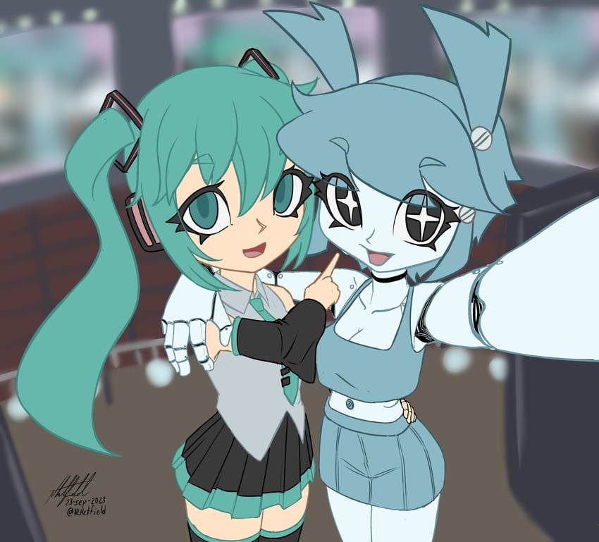hatsune miku and jenny wakeman (vocaloid and 1 more) drawn by nlhetfield
